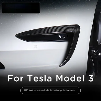 Masina Lama Fata Echipare ABS Fibra de Carbon Negru Roșu Alb Pentru Tesla Model 3 2017-2020 Lumina Spranceana Vânt Cuțit Lampa de Ceață Cadru