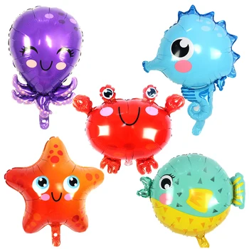 Desene animate de animale de mare balon de jucărie pentru copii balon steaua de mare puffer pește crab căluț de mare caracatita petrecerea de ziua decor baloane