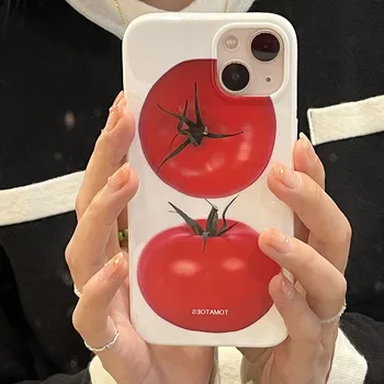 Japonia Coreea Drăguț Tomate Model Silicon Moale Caz de Telefon Pentru IPhone 11 12 13 14 Pro XR X XS Max 7 8 Plus de Protecție Capacul din Spate