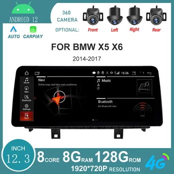 Android 12 Touch Screen Auto Carplay Monitor Multimedia Video Player Pentru BMW X5 X6 Original NBT Sistem,12.3