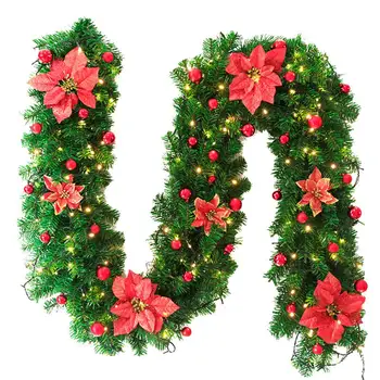 2.7 M, 160 de Șefi Verde Rattan Ghirlanda de Crăciun Semineu Coroană de flori Agățat Pandantiv pentru Usa de Nunta Festival Decor