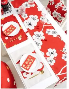 lenjerie de pat din bumbac rosu tabelul runner lenjerie de pat bumbac floral/inima capac de masă pânză de uz casnic nunta petrecere de vacanță setarea de masă decor