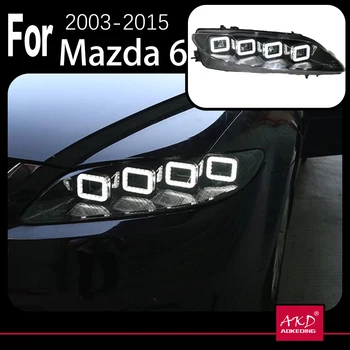 AKD Model de Masina Lampă de Cap pentru Mazda 6 Faruri 2004-2012 Mazda6 Toate LED Faruri LED DRL Dinamic de Semnal Angel Eye Accesorii