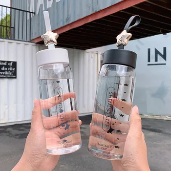 Sport sticla de apa simplu creativ portabil din material plastic foarte ușor portabil steaua cupa cuplu drăguț în aer liber de mare capacitate cana de apa