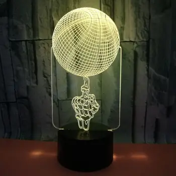 Cool Cadou de Rotație Baschet 3D Lampă cu LED 7 Culori Schimbare USB Lumina de Noapte Lampa de Birou Cadouri pentru Copii Noptieră Lumina