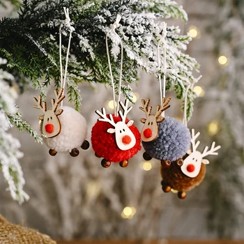 4buc Simțit din Lemn Elan Pom de Crăciun Cerb Ornament Decoratiuni Agățat Pandantiv Ambarcațiunile de Decoratiuni de Craciun pentru Casa Noua Anul 2023