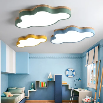 Estompat LED Copilul Candelabru de Iluminat Pentru Dormitor, camera pentru Copii lampa nor de lumină Living bucatarie Interior acasă lumini plafon de lemn