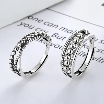 Noi Inele de Cuplu Argint 925 Bijuterii Moda Simplu Polka Dot cu Margele Bărbați și Femei Inele Argint Thai Ring Accesorii