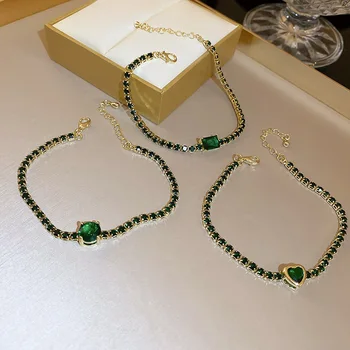 YAMEGA Moda Cristal Verde Bratari Pentru Femei de Lux Designer coreean Inima Bratari Nunti, Bijuterii, Accesorii Cadouri