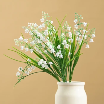 Nordic Nouă Simulare de Flori de Crin De Vale din Plastic Alb 5-furcă Zambile Banchet de Nuntă Office Home Decoratiuni de Gradina