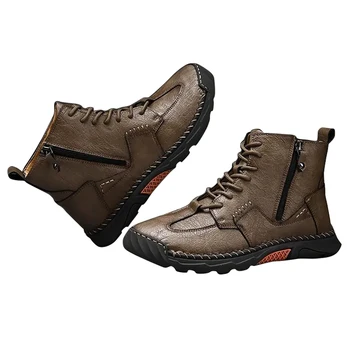 DAFENP Nouă Vânătoare Non-Alunecare, Rezistent la Uzura Drumeții Pantofi Sport Barbati Pantofi din piele, cusute de mână Gaobang 39-48