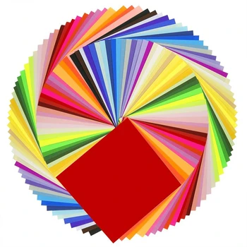 Hârtie Origami 50 De Culori Vii față-Verso 200 De Foi de Calitate Premium 15cmx15cm de Arte și Meserii Proiecte - Aceeasi Culoare Ambele S