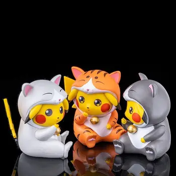 PVC Pokemon Anime Pikachu Pentru că Pisica Portocalie Decorare Auto Copii Jucarii Surpriza Ziua de nastere Cadou de Crăciun Kawaii Model Figurine
