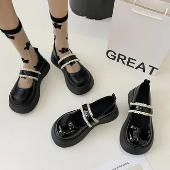 2021 Drăguț Lolita Mary Jane Pantofi Femei Pantofi Student Stil Japonez Curea Glezna Rotund Toe Tocuri Platforma Pantofi De Piele