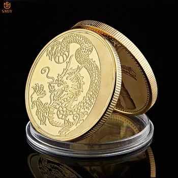 2022 Rusă Aur Zodia Dragon Totem Aurit Provocare Monede Norocoase Legendă Chineză Animal Aliaj Metal De Suveniruri Insigna Cadou