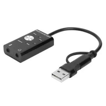 2 in 1 USB placa de Sunet Extern USB2.0+Tip C pentru Jack de 3,5 mm pentru Căști Microfon Adaptor Audio pentru Windows MAC Linux Android