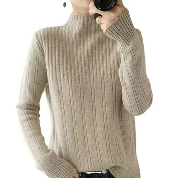Toamna și iarna pulover de lână, de sex feminin liber exprimate, semi-guler înalt, gros, capota