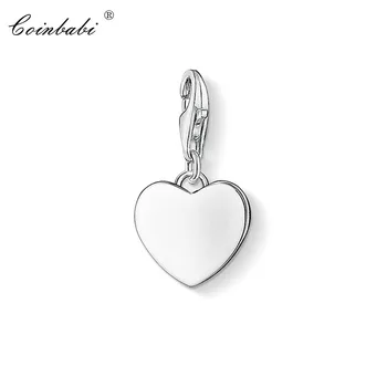 Charm Pandantiv Argint Inima,2018 Moda Bijuterii Romantic Argint 925 Cadou Pentru Femei Fit Bratara Colier Cravată