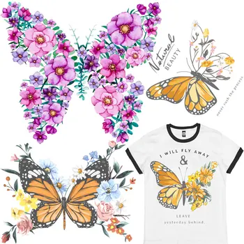 Frumoasa Floare Fluture de Fier pentru transfer termic pentru Îmbrăcăminte Thermoadhesive Patch-uri de pe Haine Flex Fuzibile Patch-uri Autocolante Termice