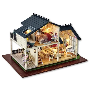 Casă de păpuși în Miniatură DIY casă de Păpuși, cu Mobilier din Lemn, Casa de Jucarii pentru Copii Cadou de Ziua PROVENCE A032