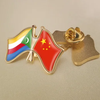 Comore și China a Traversat Dublu Prietenie Steaguri insigne, Brosa Insigne