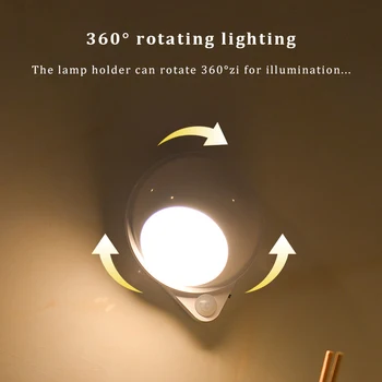 LED Lumina de Noapte Senzor de Mișcare Lumina Wireless USB de Reincarcare Culoar Scara Dormitor Noptieră Lumină Pentru Dulap de Bucătărie Lampa