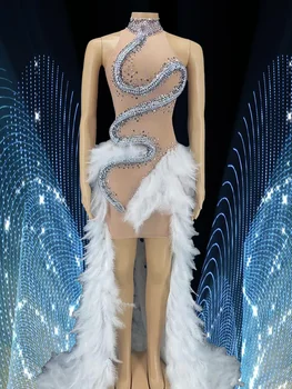 Exagerat De Sexy Drama Alb Carnaval Modal Gogo Performanta Noapte Comerciale Show De Catwalk Lady Gaga Pene Gol Plasă De Costum