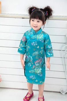 2021 Copil Fată Rochii de Vara Trei Sferturi de Îmbrăcăminte Tradițională Chineză Stil Cheongsams Qipao 14Designs Pentru a Alege