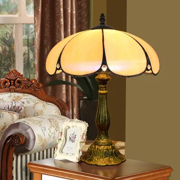 30CM Tiffany Lampă de Masă Americane Simplu Dormitor Noptieră Lumina Retro Creative E27 Baza de Aliaj de Lampă de Masă