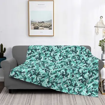 Verde Camuflaj de Model Pături Fleece Decor Ultra-Moale Arunca Pături pentru Pat Dormitor Pluș Subțire Quilt