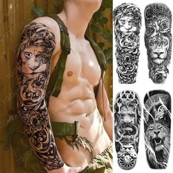 False Mână De Umăr Tatuaj Tatuaj Temporar Pentru Barbati Femei Regele Leu Tigru Brațul Fals Autocolante Șarpe Henna Tatuaj