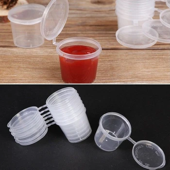 50Pcs/Set Plastic Mic Sos de Alimentare Cupe Containere de Depozitare Clar Cutii + Capace 25ml 40ml