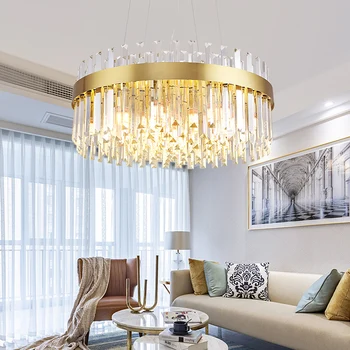 Candelabru Modern living room sala de mese rotunde lampa de lumina din oțel inoxidabil candelabru din cristal de lux