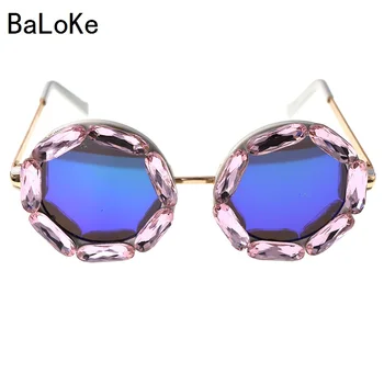 Baroc Retro Clasic Rotund Stras ochelari de Soare pentru femei Brand Designer de Vară de Cristal Femei ochelari de soare Pentru Vara Decorative