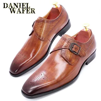 Luxury Mens Mocasini Pantofi din Piele Țese Printuri Bocanc Catarama Curea Barbati Casual Pantofi Formale Rochie de Mireasa Pantofi pentru bărbați