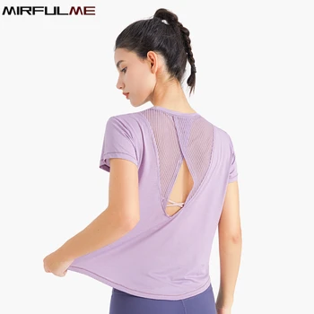 Vara Femei Vrac Subțire Plasă Respirabil Yoga Topuri Cu Maneci Scurte Sport T-Shirt Gol De Funcționare Tricouri Fete Sală De Gimnastică Antrenament Bluza