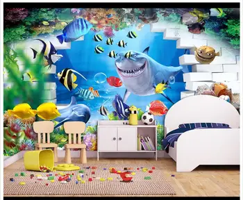 Personalizate 3d wallpaper 3d picturi murale wallpaper 3 d desene animate murală camera copil tapet de pește living decor de perete