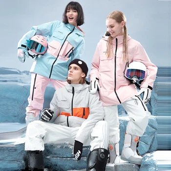 2023 Nou Costum De Schi Femei Bărbați Salopeta Jacheta Snowboard Despicare Schi Set De Zăpadă Cald Pantaloni Windproof Impermeabile Haine De Iarna