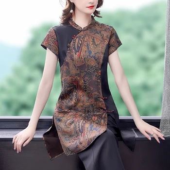 2022 mult stil stil chinezesc bluza cu design retro chineză de îmbrăcăminte pentru femei floare de imprimare qipao topuri chineză qipao bluza