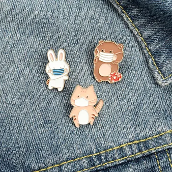 MIX de MODELE de animale Desene animate drăguț iepure urs pisoi accesorii femei Email Ace Sac de Insigne, Broșe haine eticheta pin