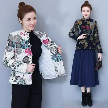 2022 lenjerie de pat din bumbac haina femei vrac maneca lunga orientală chineză îngroșa sacou guler naționale stil retro feminin tang costum