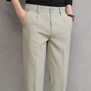 2022 Vară Subțire Potrivi Pantaloni Coreea de Îmbrăcăminte în Stil Regulat se potrivesc de Afaceri Maro Alb Rochie pantaloni pentru Bărbați