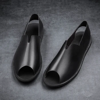 2022 Noua Moda pentru Bărbați Sandale de Vară Respirabil Pantofi de Piele de sex Masculin Negru Beach Sandal Om de Dimensiuni Mari 38-47 Pantofi Pentru Bărbați de Vânzare Fierbinte
