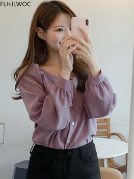 Drăguț Dulce Topuri Femeile Coreeană Japoneză Stil Preppy Fetele Doamnelor Data Butonul Mov Bluza Tricou Haine De Epocă 10326