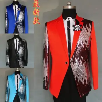 Roșu haine barbati costume modele masculino homme terno costume de scenă pentru cântăreți jacheta barbati paiete blazer dance star stil de rochie