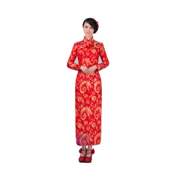 Roșii de înaltă Calitate și Nouă de Femei din China, Brocart, Satin Cheongsam Nou Stil Lung Qipao Rochie de Mireasa Marimea S M L XL XXL 020710