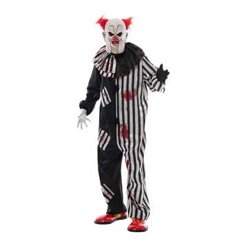 Negru Și Alb De Halloween Clovn Costum Amuzant Joker Cosplay Carnaval De Purim Etapă Arată Rol Joacă Rochie De Petrecere