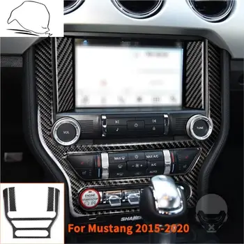 Fibra de Carbon Centrol Consola de AC CD Panou Acoperire Cadru Autocolant Pentru Ford Mustang 2015-2020 Navigatie Tapiterie Interior Accesorii Auto