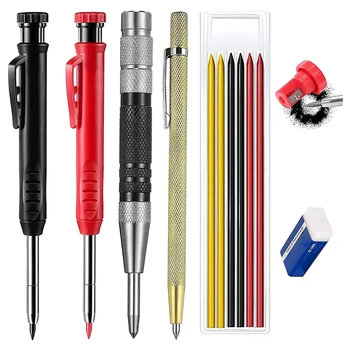 2 Dulgher Creion Set 6 Conduce Creion, Scriber Ac Și o Groapă Adâncă Marker Marker Instrument Pentru DIY Munca Pe Lemn, Carton