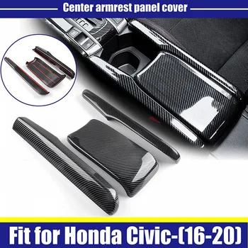 Fibra De Carbon Auto Cotiera Capacul Cutiei De Ornamente Consola Centrala Panou Pentru Honda Civic 2016-2021 Autocolant Decor Interior Accesorii